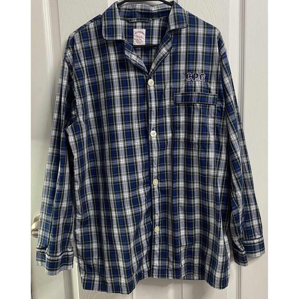 Brooks Brothers Blue,Green &White Plaid Pajama Top,‎ CPG SZ.S Cotton